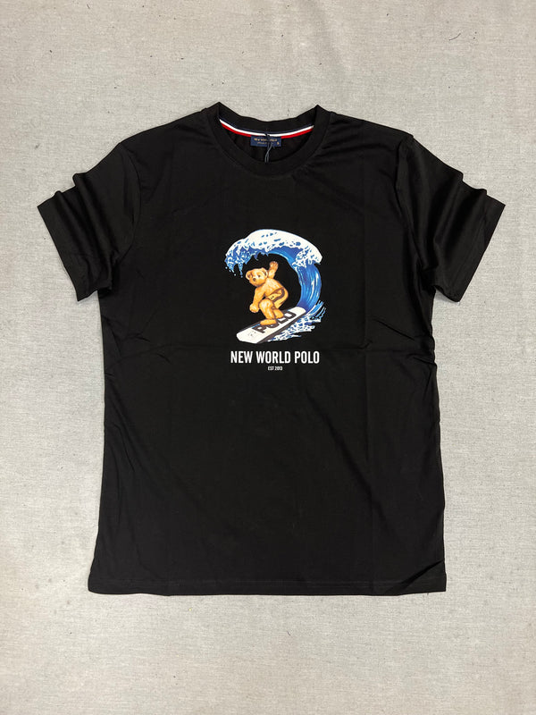 New World Polo - POLO-2023 - surf bear t-shirt - black