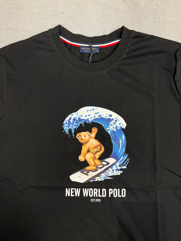 New World Polo - POLO-2023 - surf bear t-shirt - black