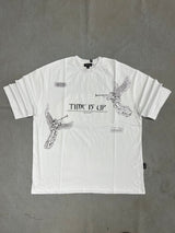 Ανδρική κοντομάνικη μπλούζα Jcyj - TRM0109 - time is up logo oversized fit λευκό