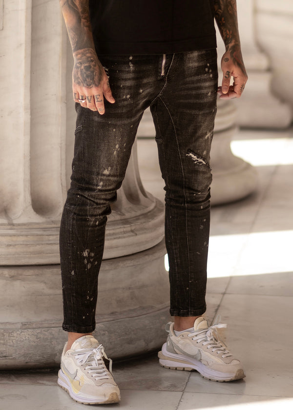 Ανδρικό jean παντελόνι Scapegrace - SCTJ00176 - zipper denim jeans μαύρο