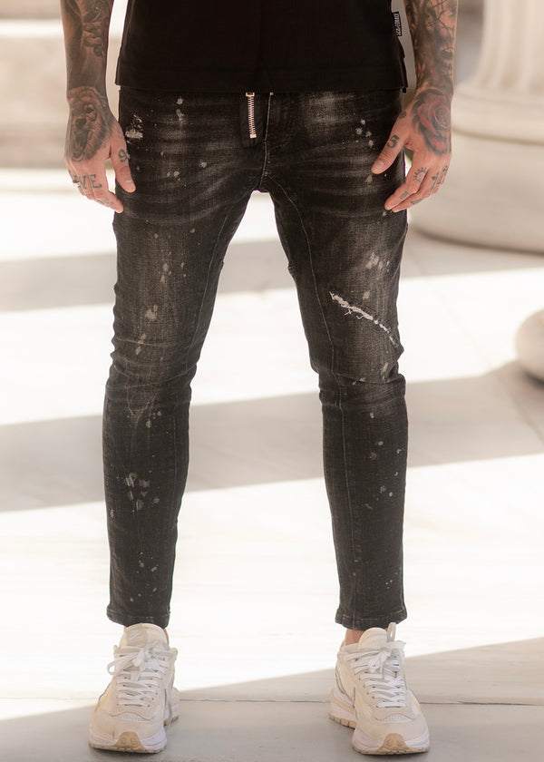Ανδρικό jean παντελόνι Scapegrace - SCTJ00176 - zipper denim jeans μαύρο