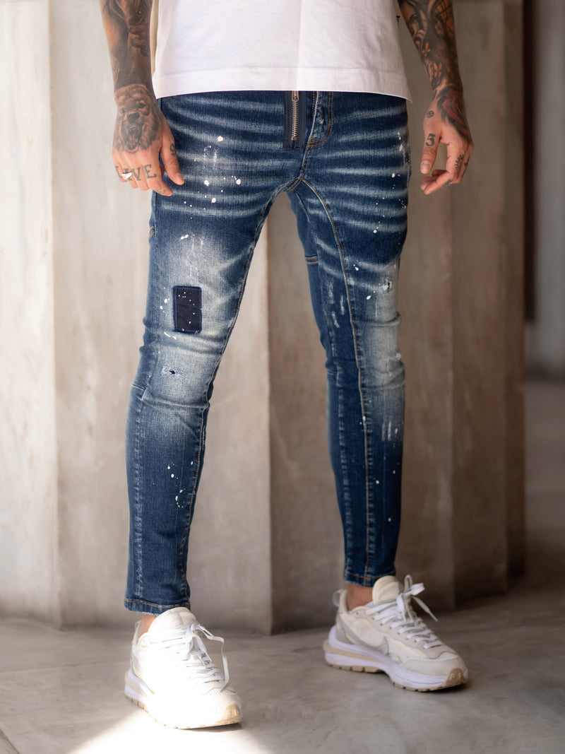 Ανδρικό jean παντελόνι Scapegrace - SCTJ00176 - zipper denim jeans μπλε