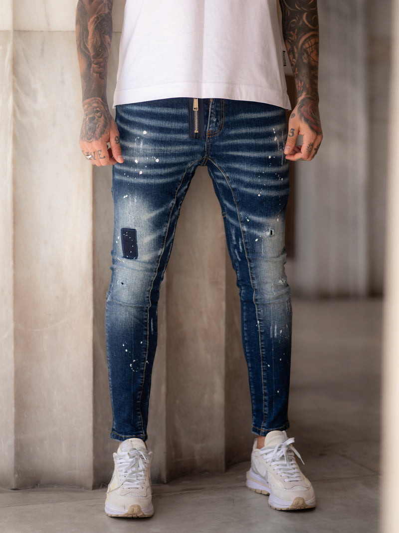 Ανδρικό jean παντελόνι Scapegrace - SCTJ00176 - zipper denim jeans μπλε