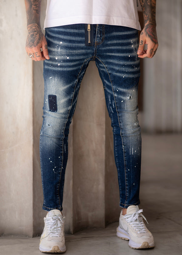 Ανδρικό jean παντελόνι Scapegrace - SCTJ00176 - zipper denim jeans μπλε
