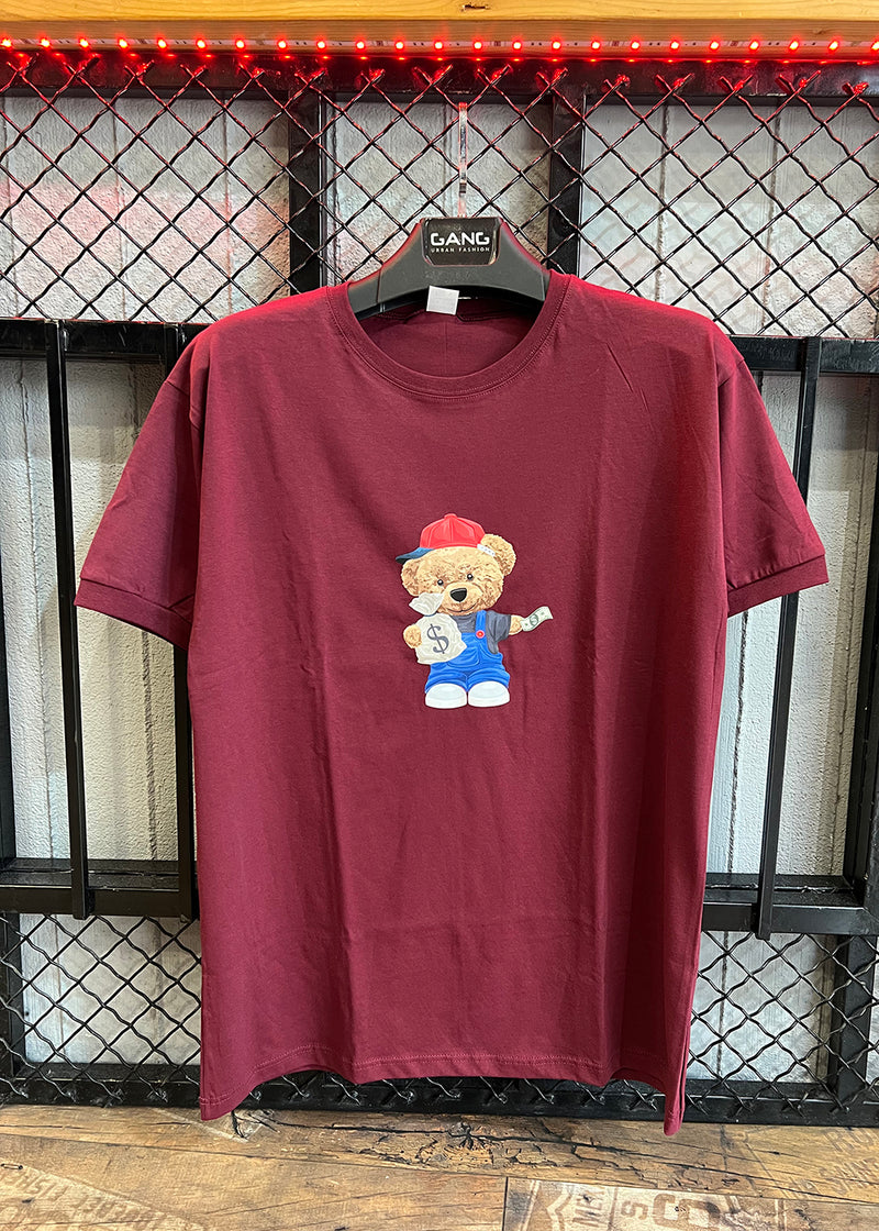 Κοντομάνικη μπλούζα Body Staff - BS-211 - teddy gives dollar μπορντώ
