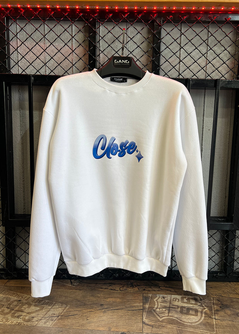 Ανδρικό φούτερ με χνούδι Close Society - SW506 - blue logo close λευκό