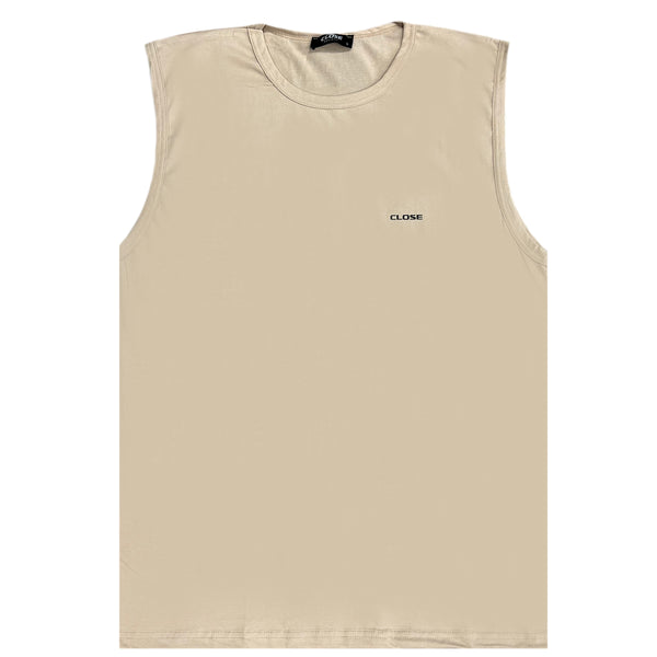 Αμάνικη Μπλούζα Close society - S24-800 - simple sleeveless tee μπεζ