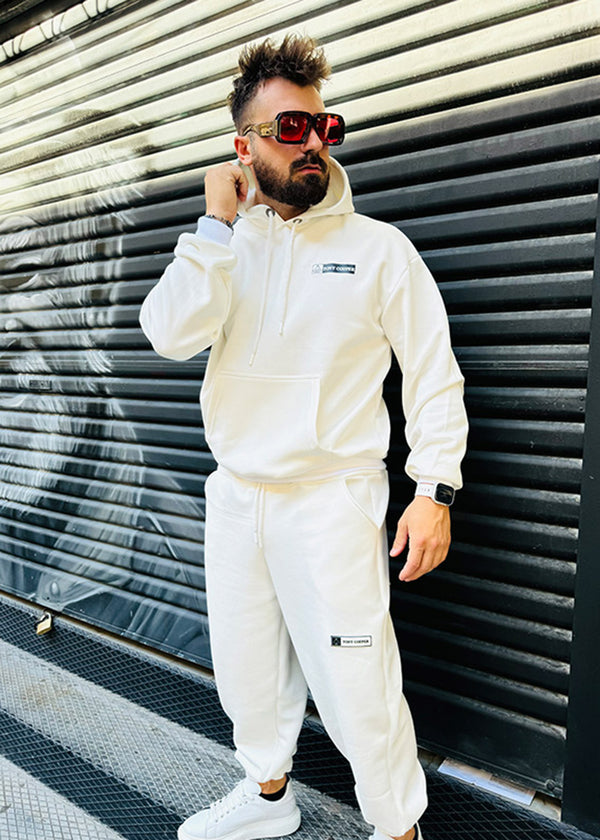 Ανδρική φόρμα Tony couper - F25/4 - long patch oversized pants λευκό