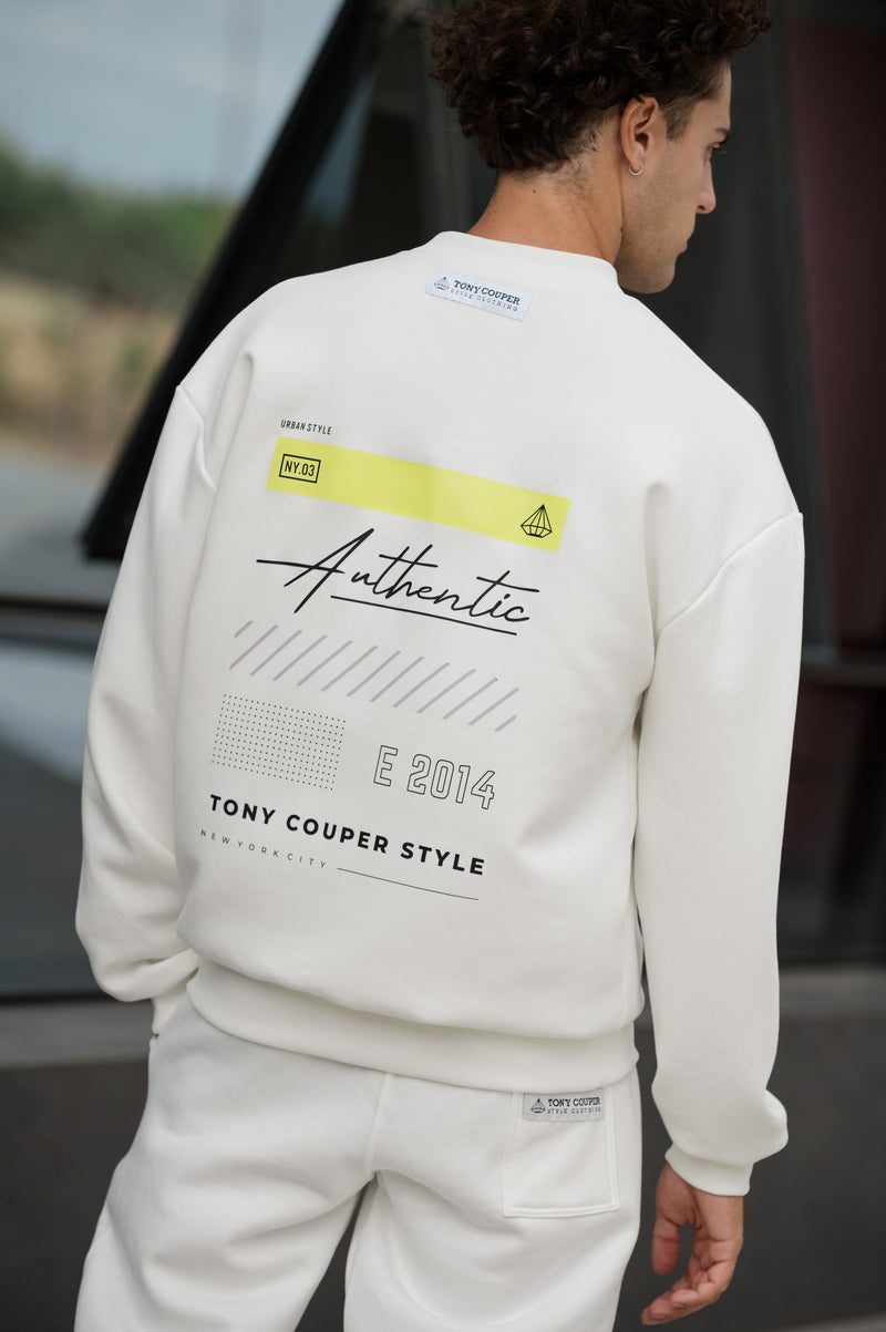 Ανδρικό μακρυμάνικο φούτερ Tony couper - S25/4 - authentic logo λευκό