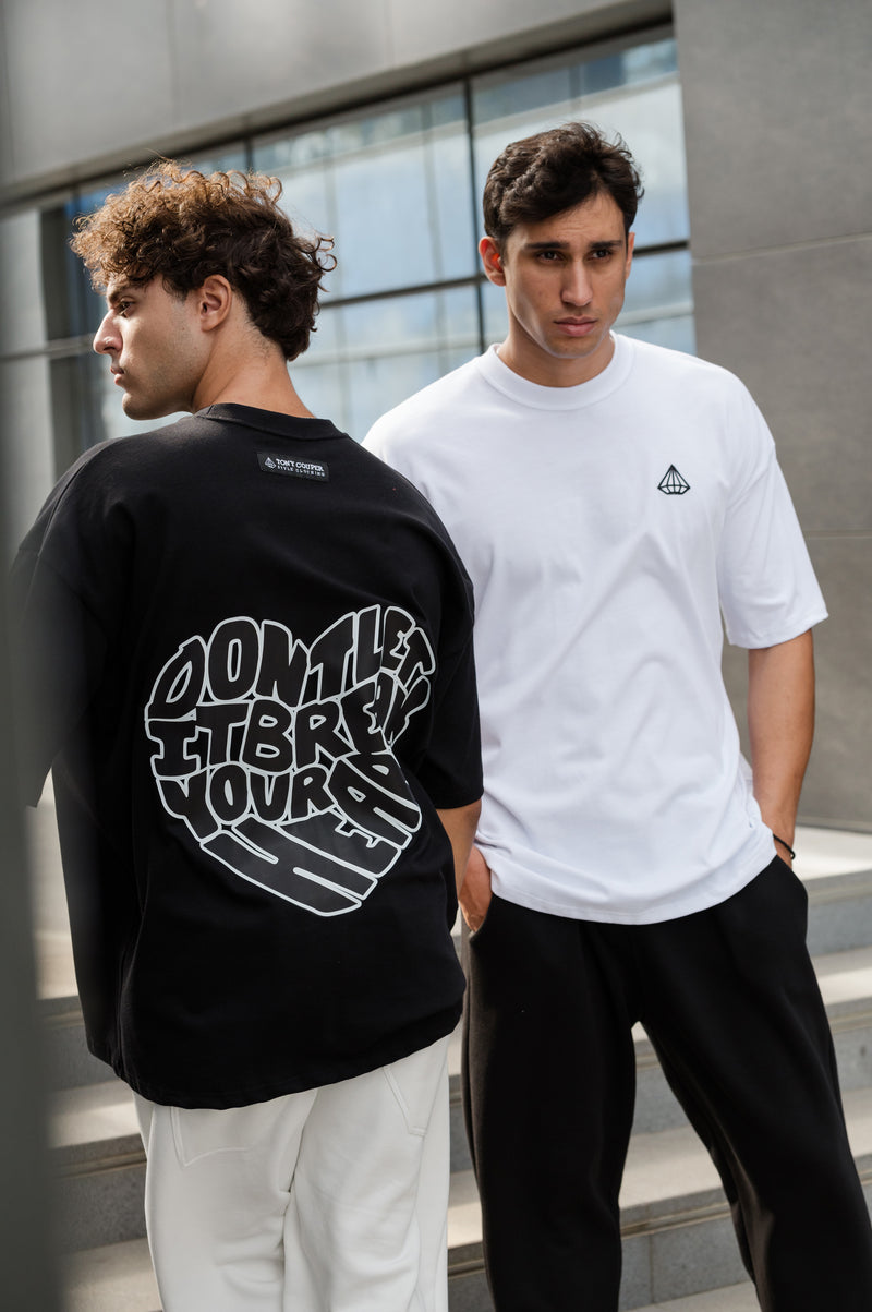 Ανδρική κοντομάνικη μπλούζα Tony couper - T25/1 -  heart design extra oversized tee μαύρο