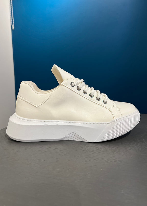 Ανδρικό παπούτσι Gang - BOAGNG8 - white lined sneakers μπεζ