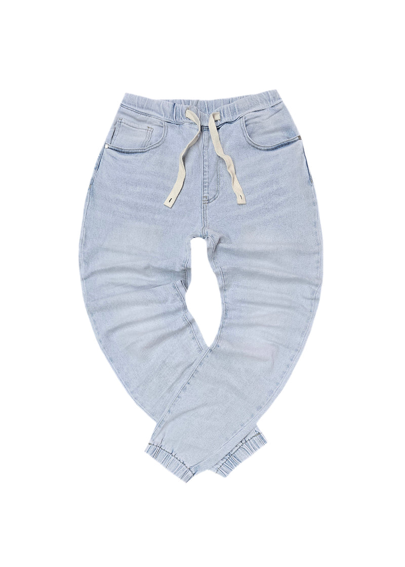 Ανδρικό παντελόνι τζιν με λάστιχο  GUF - JC7919B - jeans regular fit  ανοιχτόχρωμο ντένιμ