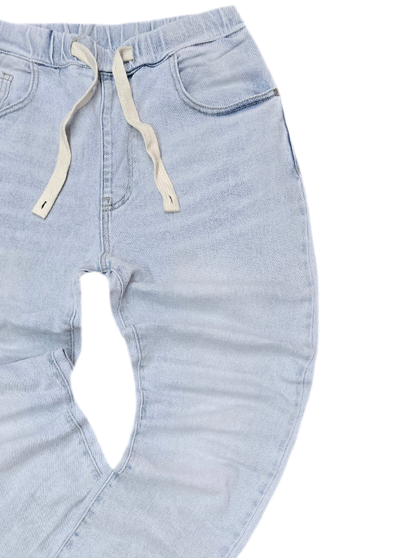 Ανδρικό παντελόνι τζιν με λάστιχο  GUF - JC7919B - jeans regular fit  ανοιχτόχρωμο ντένιμ