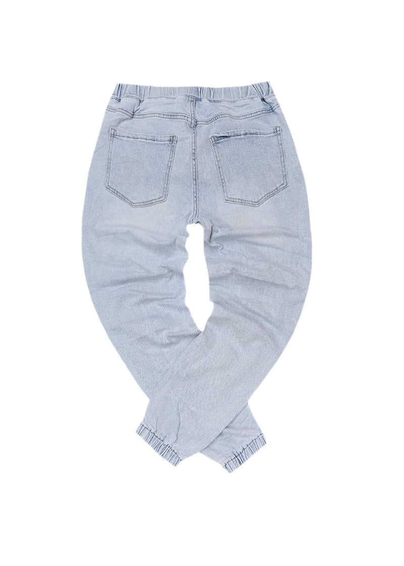 Ανδρικό παντελόνι τζιν με λάστιχο  GUF - JC7919B - jeans regular fit  ανοιχτόχρωμο ντένιμ