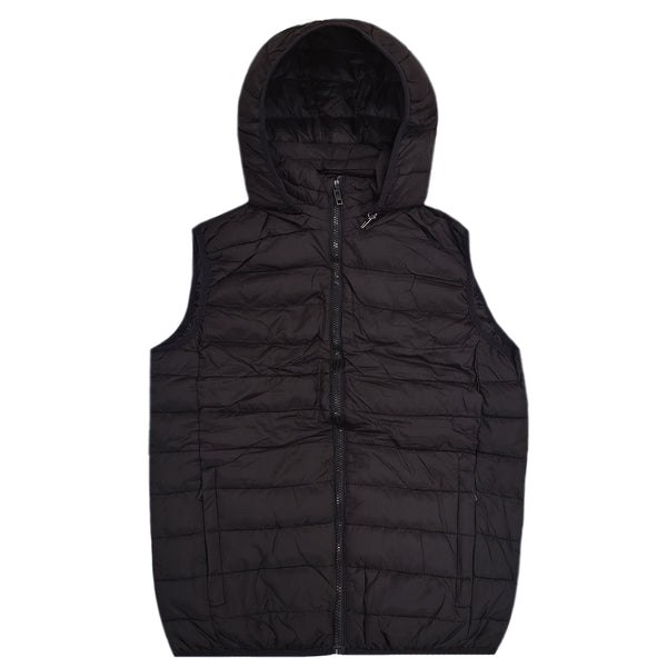 Ανδρικό αμάνικο μπουφάν Gang - JD30 - hooded sleeveless puffer μαύρο