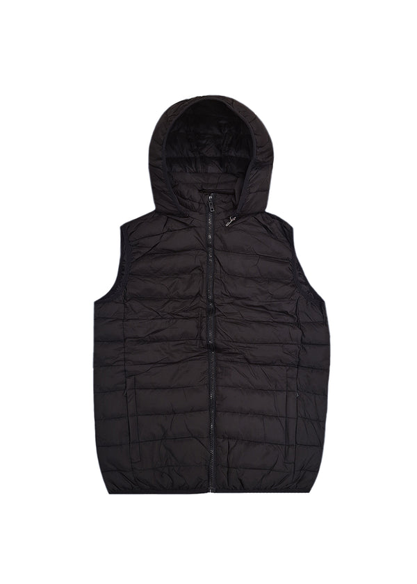 Ανδρικό αμάνικο μπουφάν Gang - JD30 - hooded sleeveless puffer μαύρο