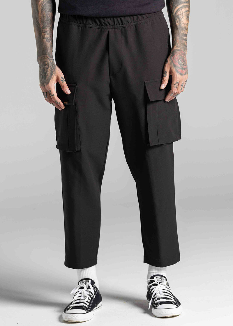 Ανδρικό υφασμάτινο κάργκο παντελόνι Cosi Jeans  - 66-KROM - FW25/26-fabric cargo pants regular fit μαύρο