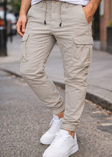 Ανδρικό cargo παντελόνι GUF-KS22-738-beige regular fit μπεζ