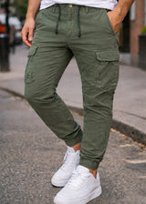 Ανδρικό cargo παντελόνι GUF-KS22-738-khaki regular fit χακί