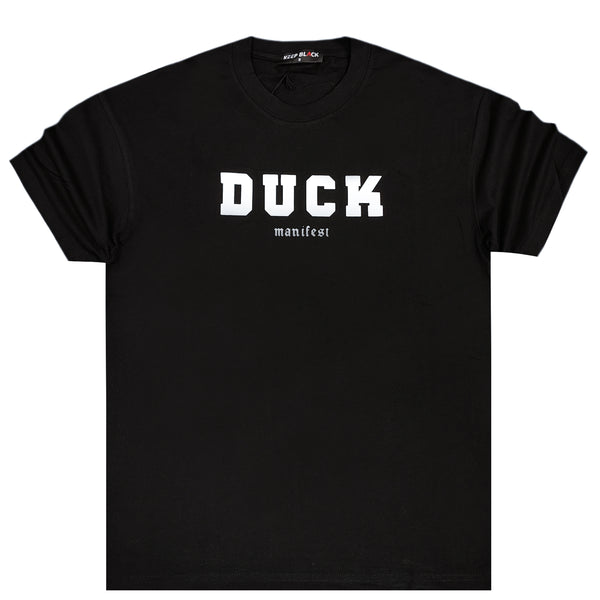 Ανδρική κοντομάνικη μπλούζα GANG - L-151 - Oversized fit duck manifest logo μαύρο