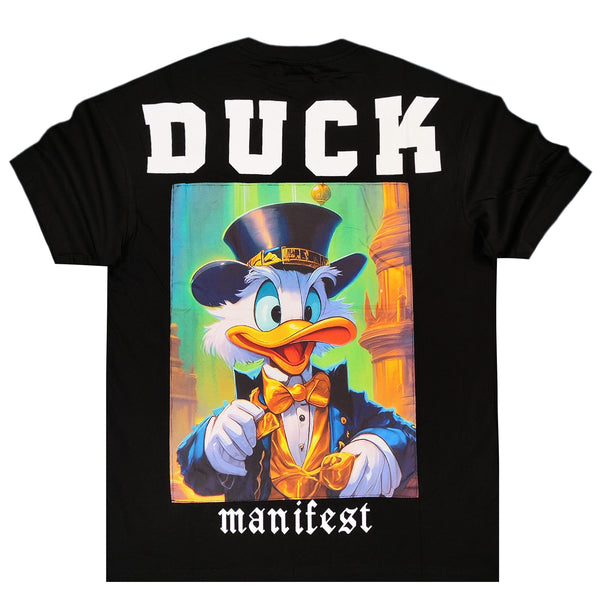 Ανδρική κοντομάνικη μπλούζα GANG - L-151 - Oversized fit duck manifest logo μαύρο