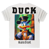 Ανδρική κοντομάνικη μπλούζα GANG - L-151 - Oversized fit duck manifest logo λευκό