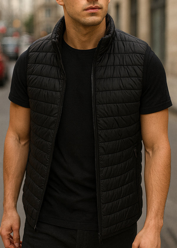 Ανδρικό αμάνικο μπουφάν GUF - L-982 - sleeveless puffer μαύρο