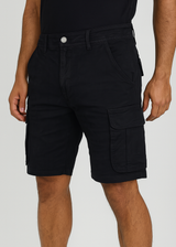 Ανδρική βερμούδα υφασμάτινη κάργκο  GUF - LK1177-A - fabric cargo regular fit shorts μαύρο