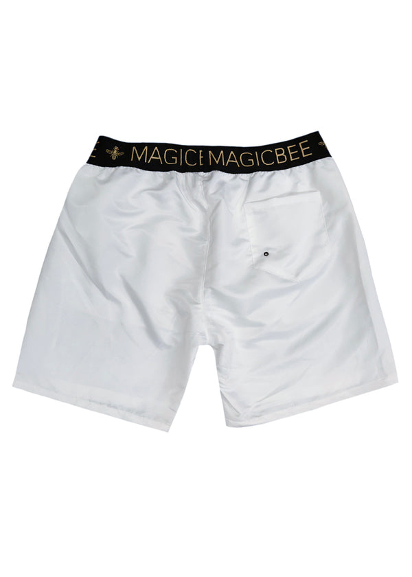 Ανδρικό μαγιό Magicbee - MB2290 - gold elastic swim shorts λευκό