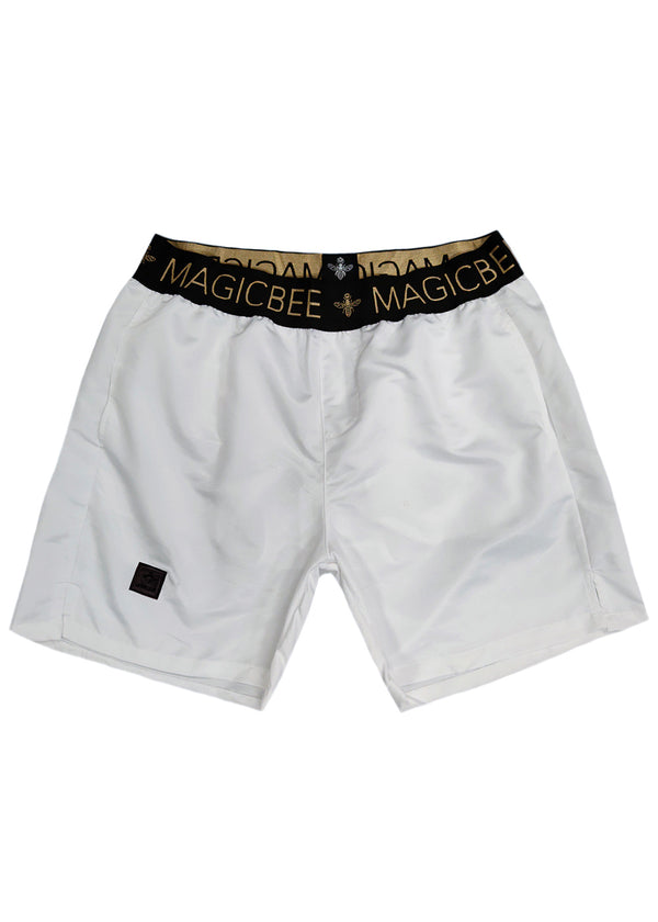 Ανδρικό μαγιό Magicbee - MB2290 - gold elastic swim shorts λευκό