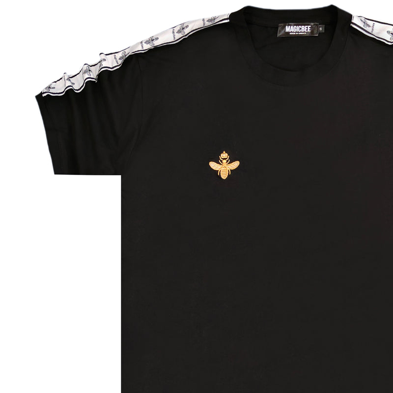 Magicbee - MB2303 - gold embroidered tape tee - black
