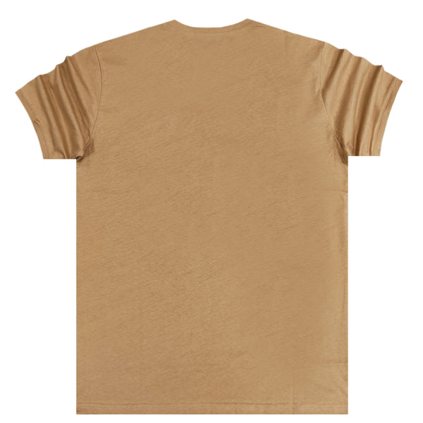 Magic bee - MB2307 - white letters logo tee - camel