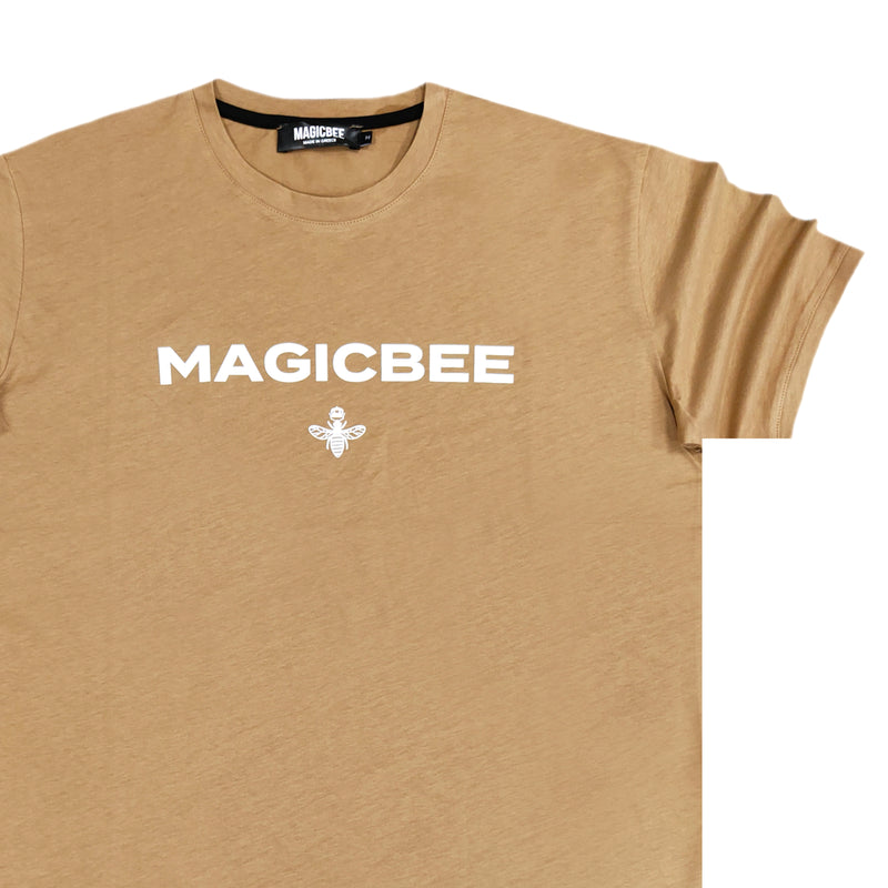 Magic bee - MB2307 - white letters logo tee - camel