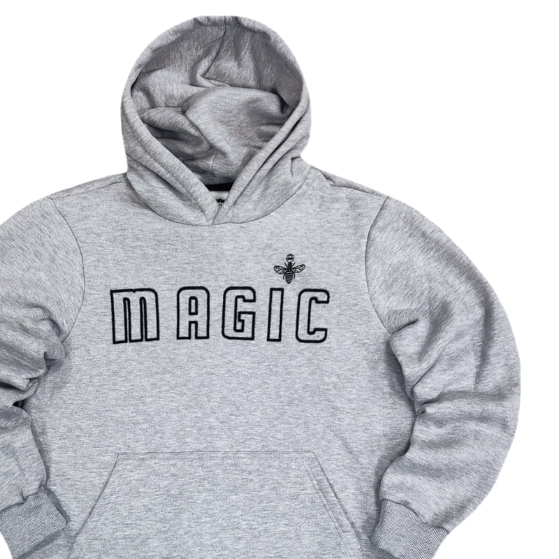 Magicbee - MB23503-W - fuzzy logo hoodie - grey