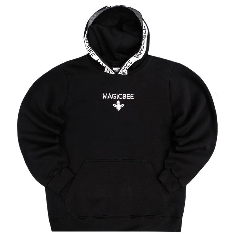 Μακρυμάνικο φούτερ με κουκούλα Magicbee - MB23513 - tape hood logo μαύρο
