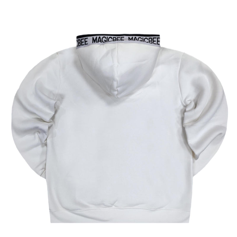 Magicbee - MB23513-W - tape hood logo hoodie - white