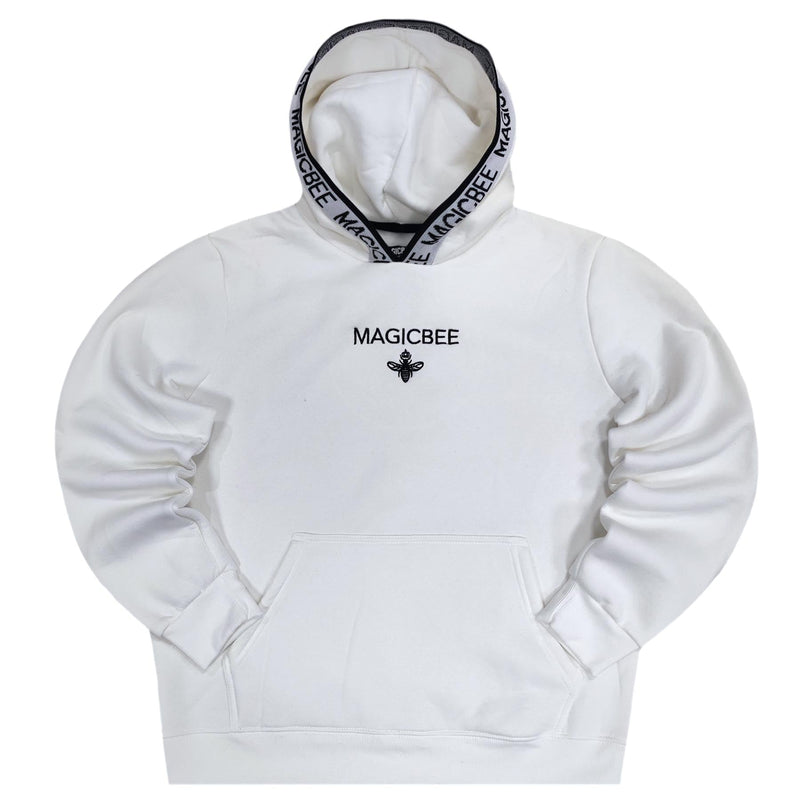 Magicbee - MB23513-W - tape hood logo hoodie - white