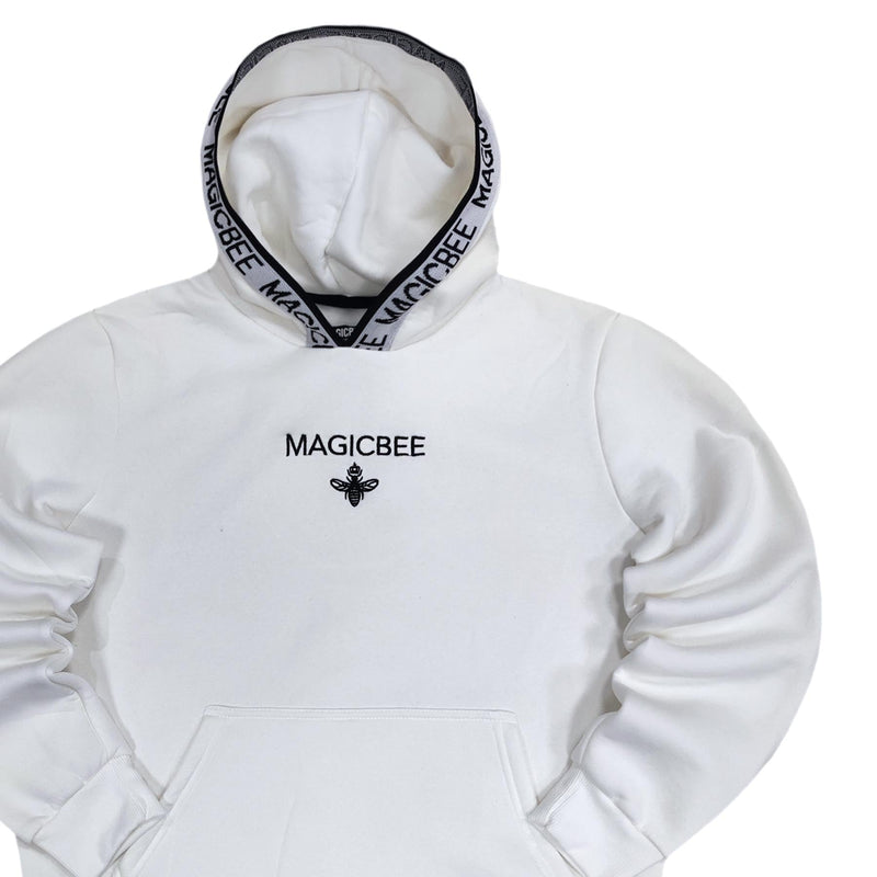 Magicbee - MB23513-W - tape hood logo hoodie - white