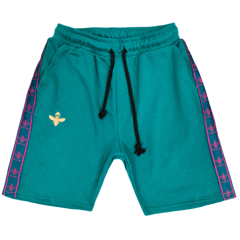 Magicbee - MB2353 - gold embroidered tape shorts - petrol