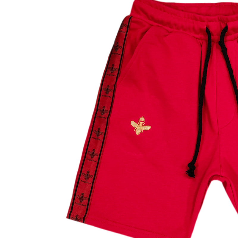 Magicbee - MB2353 - gold embroidered tape shorts - red