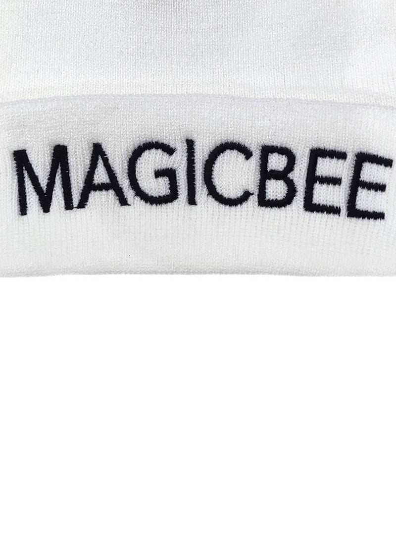 Magic bee - MB23701 - embroidered unisex beanie - white