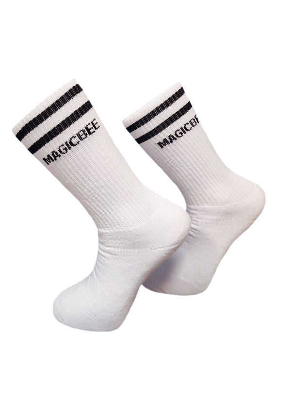 Μακριές Κάλτσες Magicbee - MB2381 - stripes socks λευκό