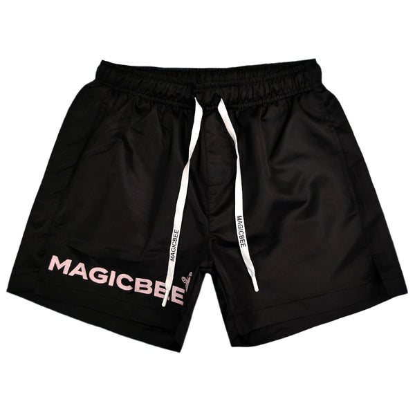 Ανδρικό μαγιό Magic Bee Clothing - MB2390 - logo swim short μαύρο