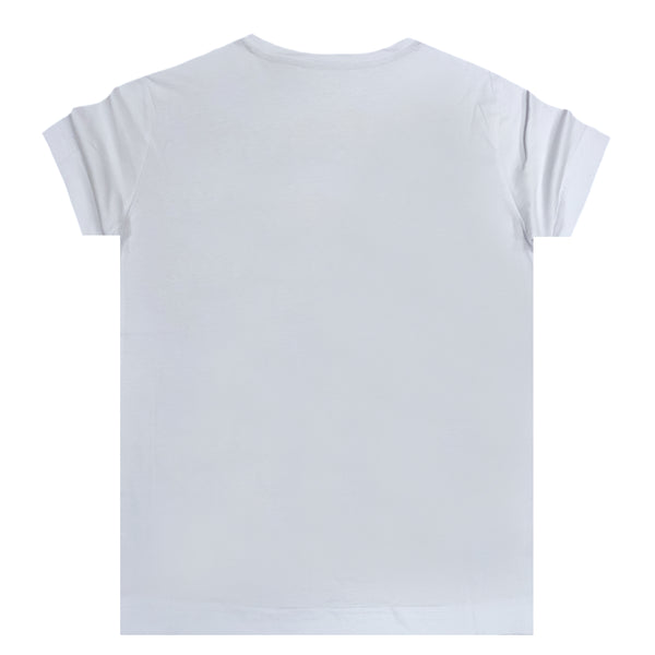 Ανδρική κοντομάνικη μπλούζα Magic bee - MB2411 - gold triangle logo λευκό