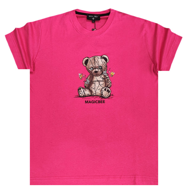 Κοντομάνικη μπλούζα Magic bee - MB2412 - reflective teddy logo φούξια