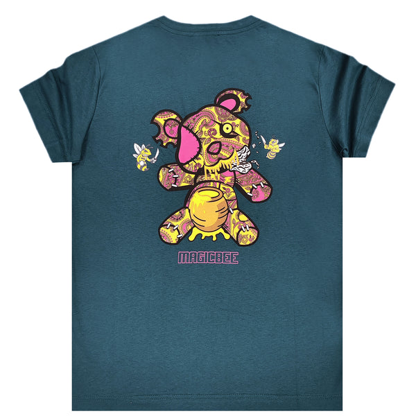 Κοντομάνικη μπλούζα Magic bee - MB2413 - reflective teddy logo πετρόλ
