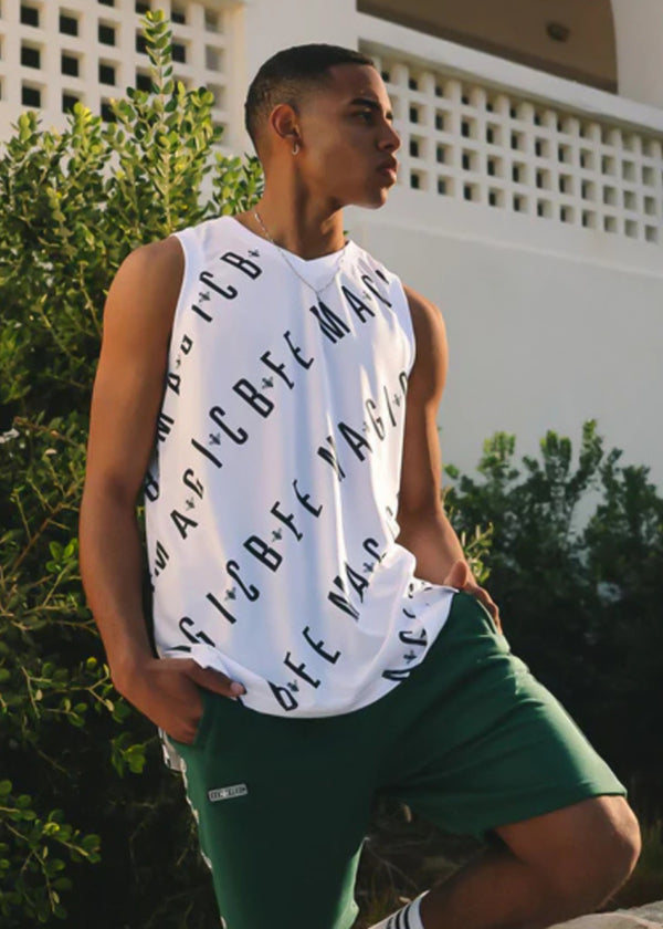 Ανδρική αμάνικη μπλούζα Magic bee - MB2416 - dri-fit detail λευκό