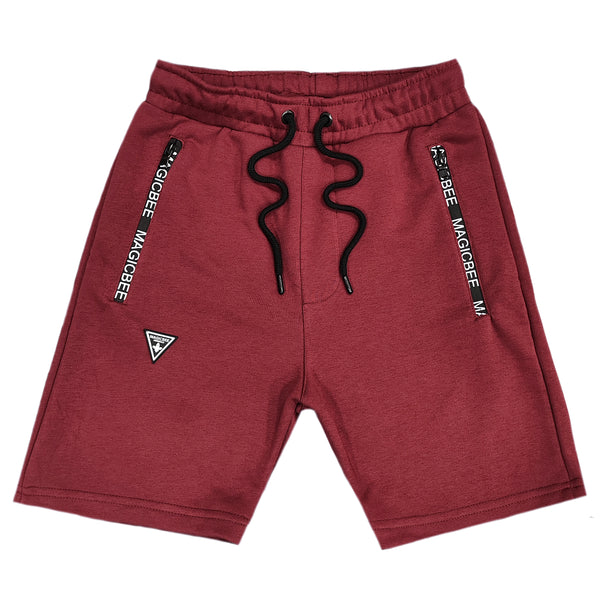 Magicbee - MB2451 - zip pockets shorts - burgundy