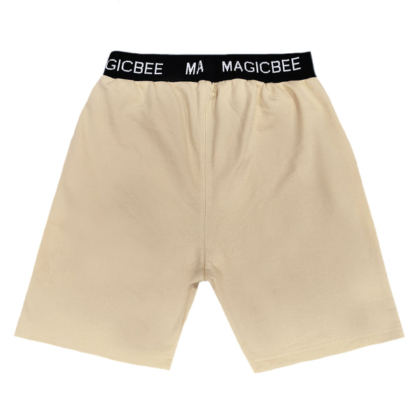 Magicbee - MB2455 - rib logo shorts - beige