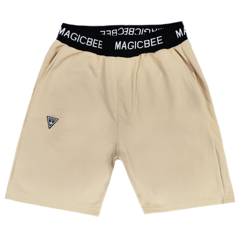 Βερμούδα Magicbee - MB2455 - rib logo shorts μπεζ